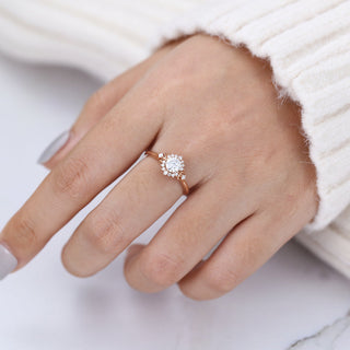 0.41 CT Round Brilliant Cluster Moissanite Engagement Ring angle view