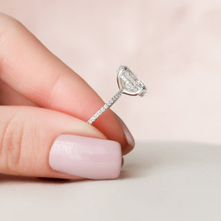 3.0CT Oval Hidden Halo Moissanite Solitaire Hidden Halo Diamond Engagement Ring