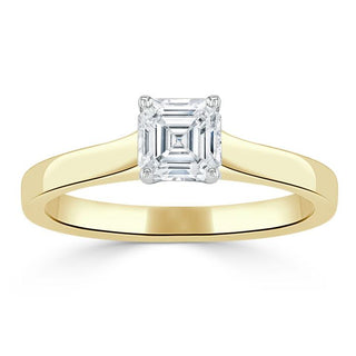 1.0 CT Asscher Cut Solitaire Halo Moissanite Engagement Ring on hand