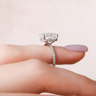 4.0CT Oval Cut Hidden Halo Moissanite Diamond Engagement Ring
