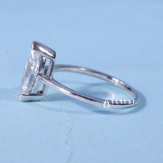 Angled view of the Solitaire Marquise Cut Moissanite Engagement Ring band and setting