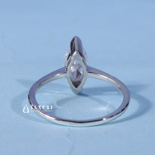 Front standing view of the Solitaire Marquise Cut Moissanite Engagement Ring showing the prong setting