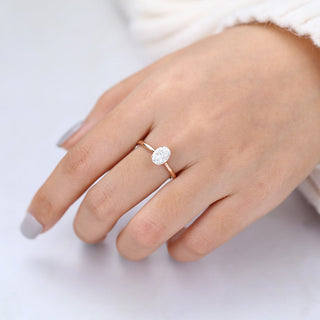 1.33 CT Oval Cut Solitaire Halo Moissanite Engagement Ring angle view