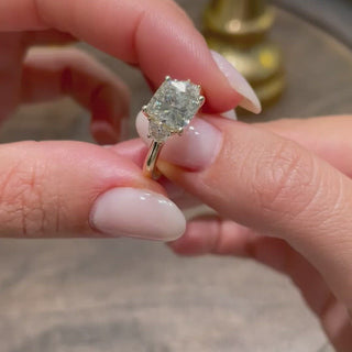 2.5ct Cushion Cut Three Stone Diamond Moissanite Engagement Ring