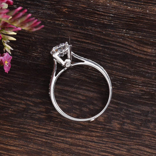 Refined 1.60ct round solitaire moissanite ring top view