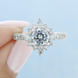 Stunning 1.0ct round halo moissanite ring front view image 2