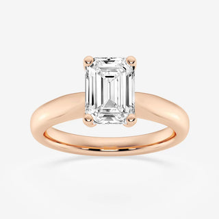 Emerald Brilliant Solitaire Halo Moissanite Engagement Ring angle view