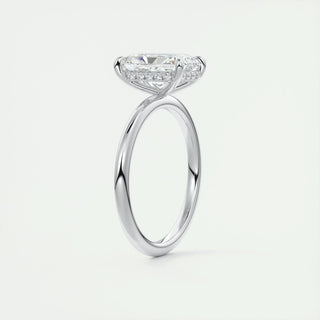 2.10 CT Radiant Cut Hidden Halo Solitaire Moissanite Engagement Ring