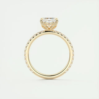 2.03CT Asscher Cut Pave Diamond Moissanite Engagement Ring