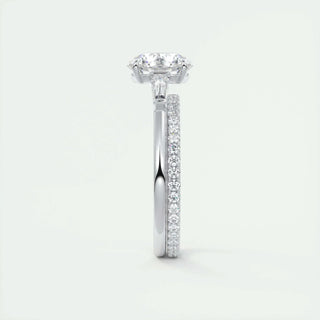 Timeless 2.0ct round three stone moissanite ring detail view of the band
