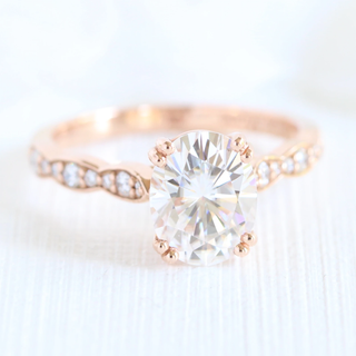 Elegant 2.0ct oval halo moissanite ring top view