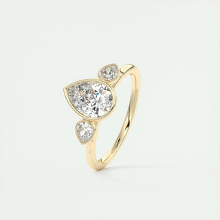 1.33 CT Pear Bezel 3 Stone Diamond Moissanite Engagement Ring