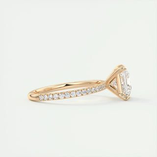 2.08 CT Princess Cut Pave Classic Moissanite Engagement Ring close up
