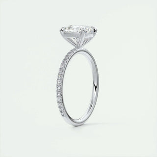 Lustrous 2.15ct cushion solitaire moissanite ring top view