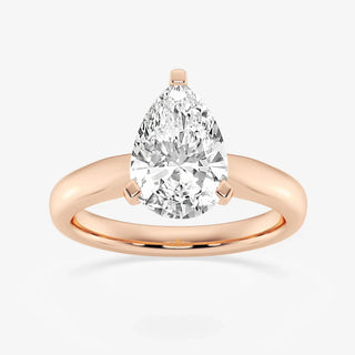 Timeless 1.0ct pear solitaire moissanite ring shown on a finger