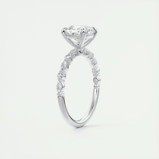 2.15 CT Cushion Cut Vintage Pave Diamond Moissanite Engagement Ring
