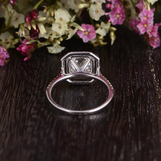 0.91CT Princess Cut Double Halo Moissanite Engagement Ring