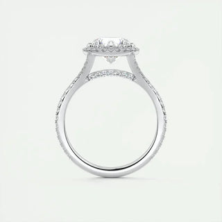 2.0 CT Round Cut Halo Split Shank Diamond Moissanite Engagement Ring