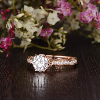Gorgeous 1.35ct round solitaire moissanite ring top view