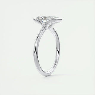2.10 CT Radiant Cut Solitaire Half Bezel Moissanite Engagement Ring