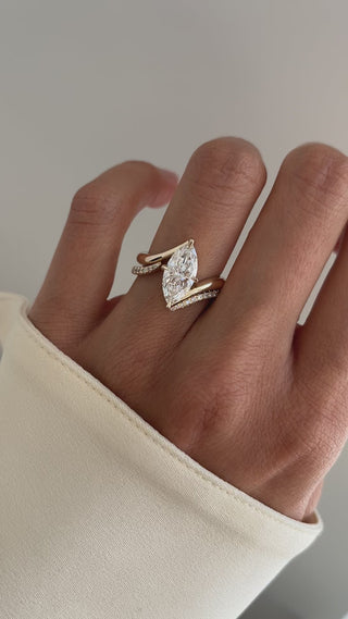 1.50CT Marquise Moissanite Diamond Bypass Unique Engagement Ring With Curved Band