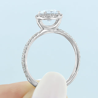 1.0ct Round Cut Halo Diamond Moissanite Engagement Ring