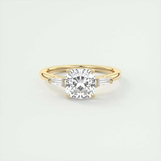 2.15CT Cushion Cut Three Stone Moissanite Engagement Ring
