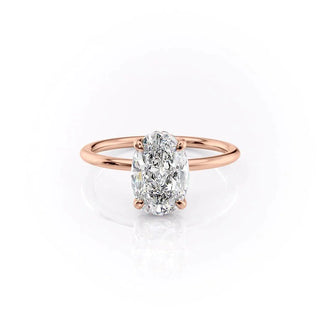 2.72 CT Oval Solitaire Sparkling Moissanite Engagement Ring band view