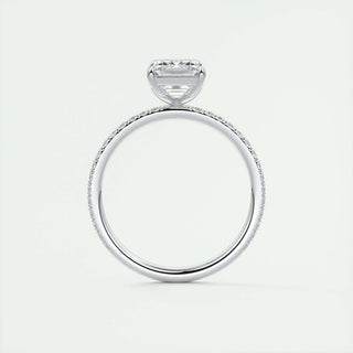 Modern 1.91ct emerald solitaire moissanite ring angled view showing its sparkle