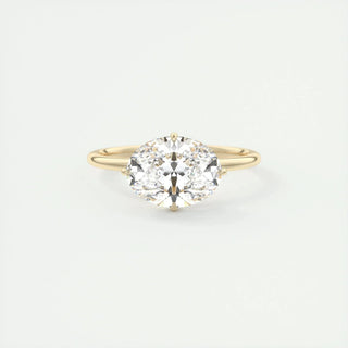 Classic 1.91ct oval hidden halo moissanite ring three quarter angled view