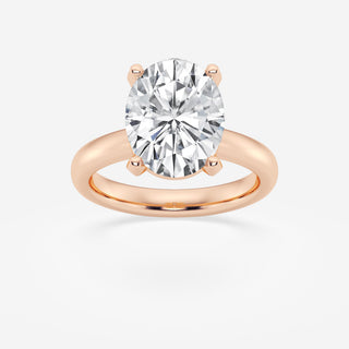 Exquisite 1.0ct oval solitaire moissanite ring three quarter angled view