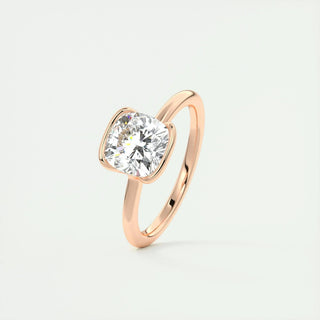 2.15 CT Cushion Half Bezel Solitaire Moissanite Engagement Ring