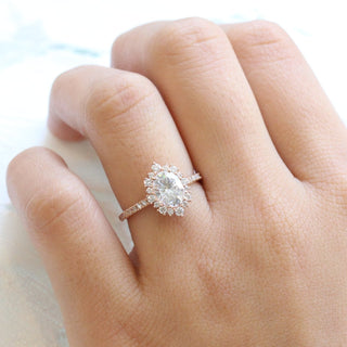 1.50CT Oval Cut Halo Pave Moissanite Diamond Bridal Set