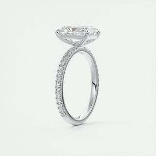 2.10 CT Radiant Cut Pave Diamond Moissanite Engagement Ring
