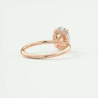 Brilliant 1.91ct oval hidden halo moissanite ring three quarter angled view