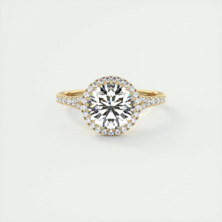2.0 CT Round Cut Halo Split Shank Diamond Moissanite Engagement Ring