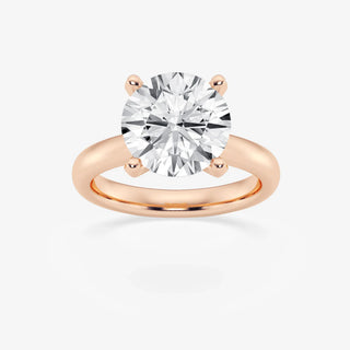 Radiant 1.0ct round solitaire moissanite ring three quarter angled view