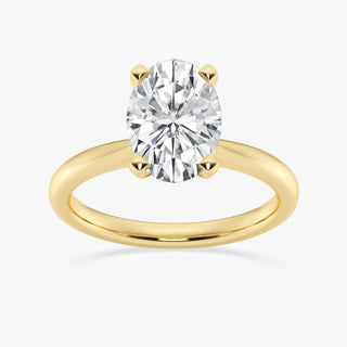 Classic 1.0ct oval solitaire moissanite ring close up of the setting