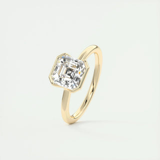 2.03CT Asscher Cut Half Bezel Solitaire Moissanite Engagement Ring
