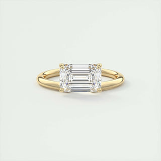 1.91CT Emerald Cut East West Diamond Solitaire Moissanite Engagement Ring