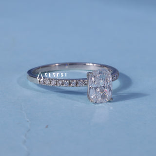 Top view of the Pave Elongated Cushion Cut Moissanite Ring centre stone