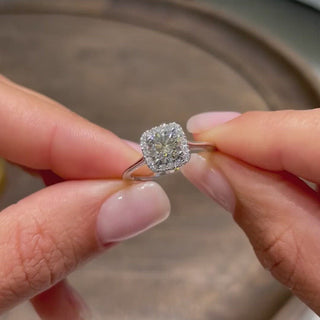 Shimmering 1.0ct round halo moissanite ring close up of the setting image 3