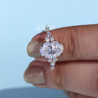 2.0CT Oval Cut Moissanite Diamond Cluster Timeless Engagement Ring