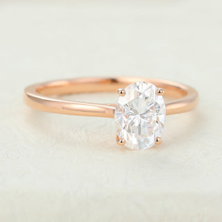 1.33 CT Oval Cut Solitaire Halo Moissanite Engagement Ring side view