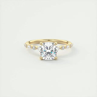 2.15 CT Cushion Cut Vintage Pave Diamond Moissanite Engagement Ring