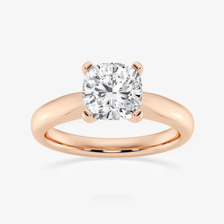 Graceful 1.0ct cushion solitaire moissanite ring three quarter angled view