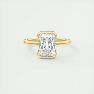 2.10 CT Radiant Cut Solitaire Half Bezel Moissanite Engagement Ring