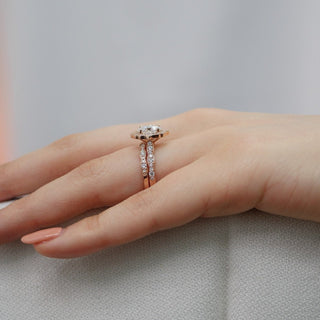 1.50CT Vintage Floral Oval Ring Cut Moissanite Halo Engagement Ring Set