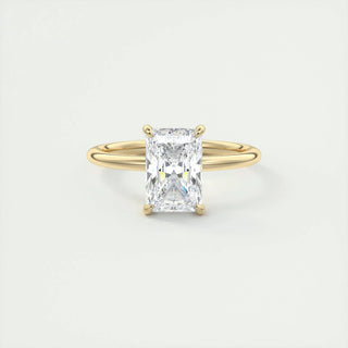 2.10 CT Radiant Cut Hidden Halo Solitaire Moissanite Engagement Ring