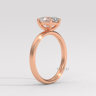 Rose gold oval cut moissanite ring on hand  Simple Oval Solitaire detail view 8